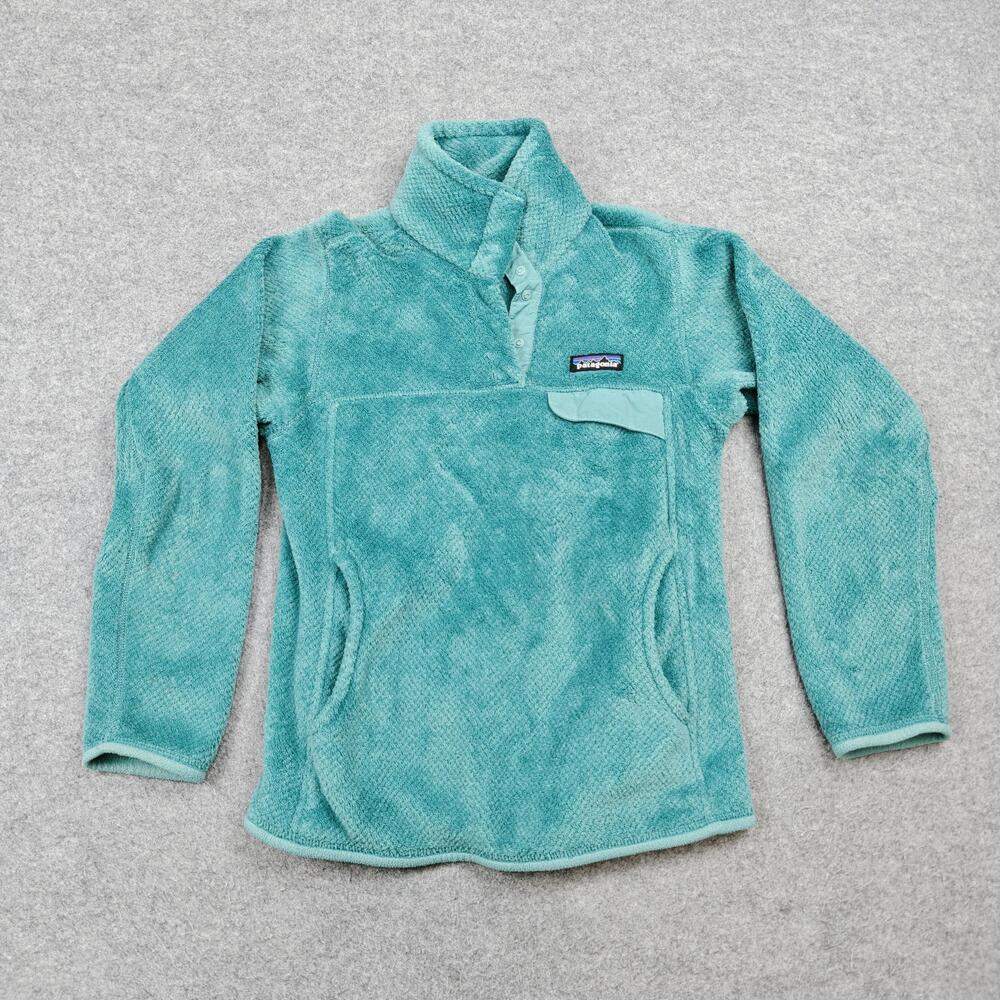 Patagonia Jacket Womens XS Green Fleece 1/4 Zip Collared Pockets Polartec